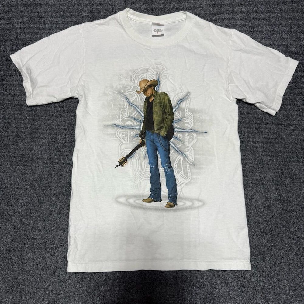 Jason Aldean 2010 Tour T-Shirt Unisex Adults's S White Graphic Print Vintage